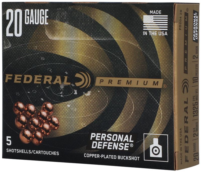 Personal Defense Shotshell with FLITECONTROL Wad, 20 Gauge, 2 Buck Shot, 2-3/4 in, 1325 fps
