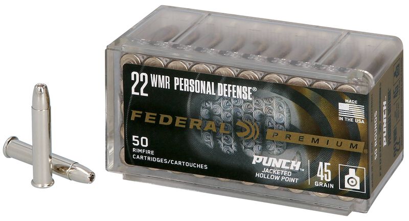 Personal Defense Punch Rimfire, 22 WMR, 45 Grain, Punch Jacket Hollow Point, 1000 fps