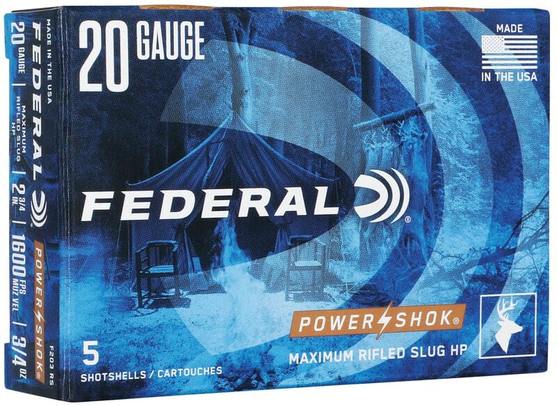 Power-Shok Rifled Slug, 20 Gauge, 328 Grain, 2-3/4 in, 1600 fps