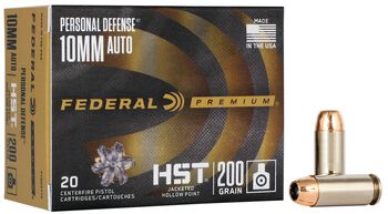 Personal Defense HST, 10mm Auto, 200 Grain, HST Jacketed Hollow Point, 1130 fps
