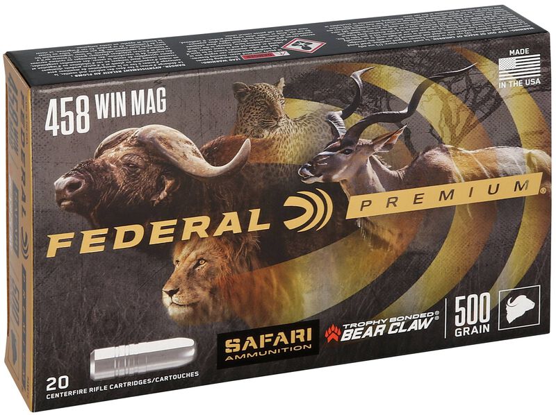 Safari Trophy Bonded Bear Claw, 458 Win Magnum, 500 Grain, Trophy Bonded Bear Claw, 2090 fps
