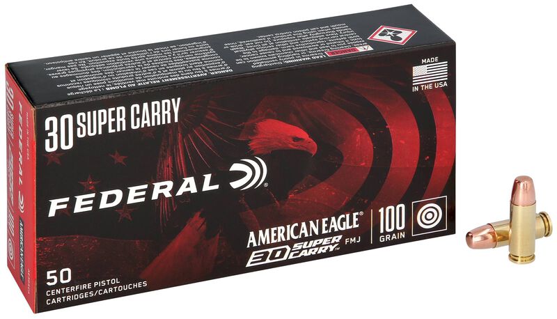 American Eagle Handgun, 30 Super Carry, 100 Grain, Full Metal Jacket, 1250 fps
