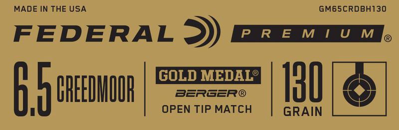Gold Medal Berger, 6.5 Creedmoor, 130 Grain, Berger AR Hybrid OTM, 2875 fps