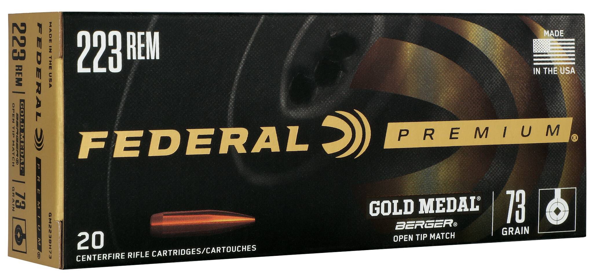 Federal 223 Rem 73gr Berger BT Target – Proven .223 Remington Match Ammo, 2800 fps, 20 Rounds