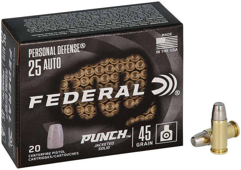 Personal Defense Punch, 25 Auto, 45 Grain, Solid, 825 fps
