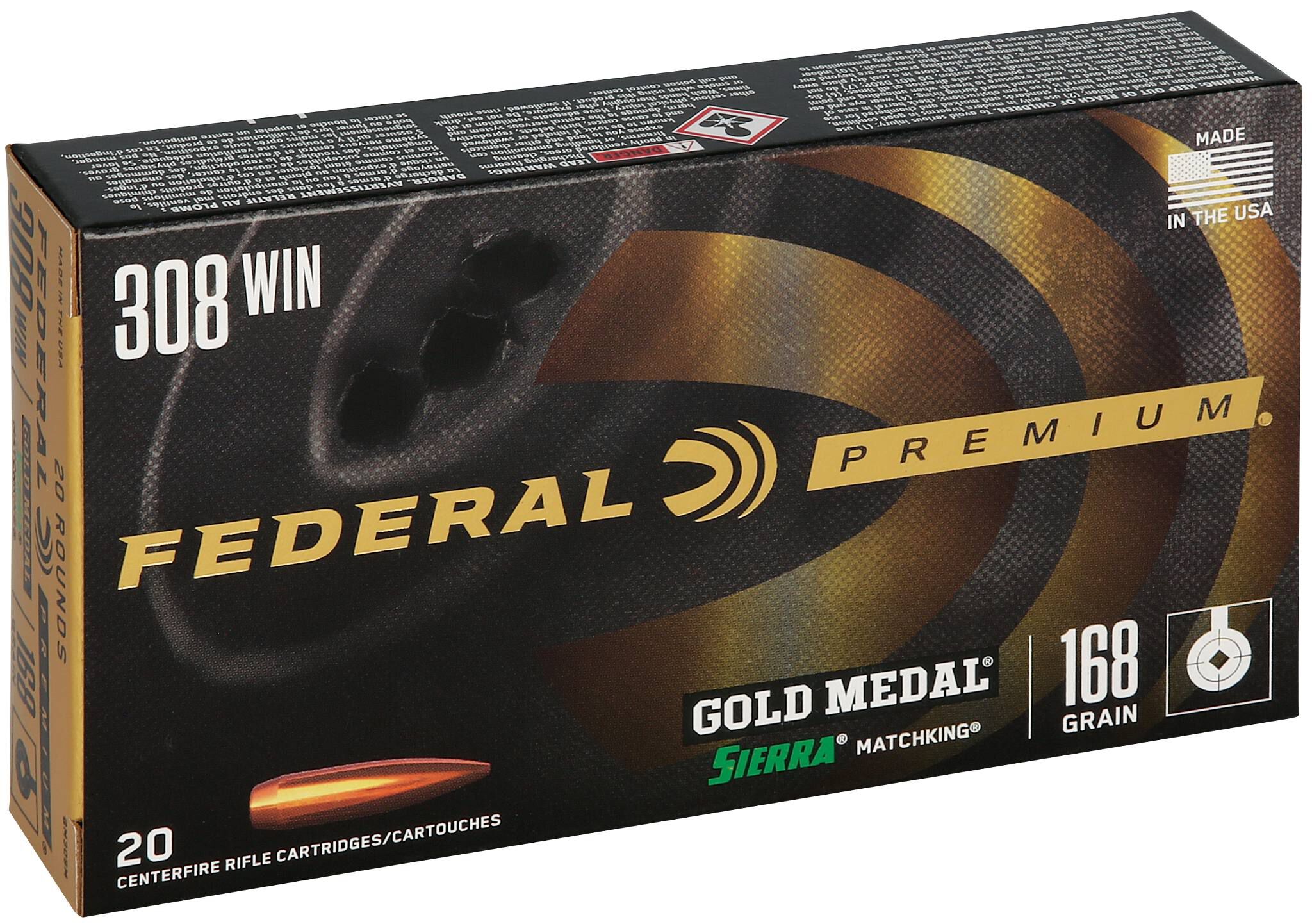 Buy Gold Medal Sierra MatchKing 308 Win Ammo | 168 Grain, 2650 FPS