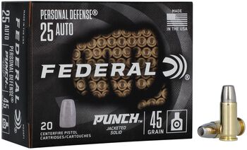 Personal Defense Punch, 25 Auto, 45 Grain, Solid, 825 fps
