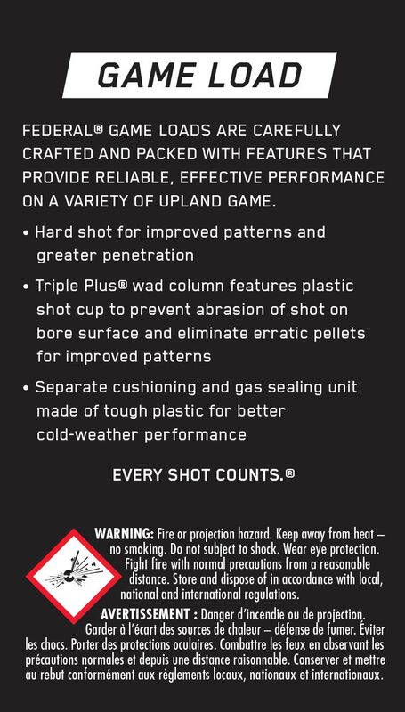 Game Load Upland, 12 Gauge, 6 Shot, 2-3/4 in, 1 oz, 1290 fps