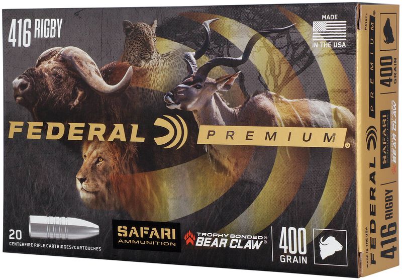 Safari Trophy Bonded Bear Claw, 416 Rigby, 400 Grain, Trophy Bonded Bear Claw, 2300 fps
