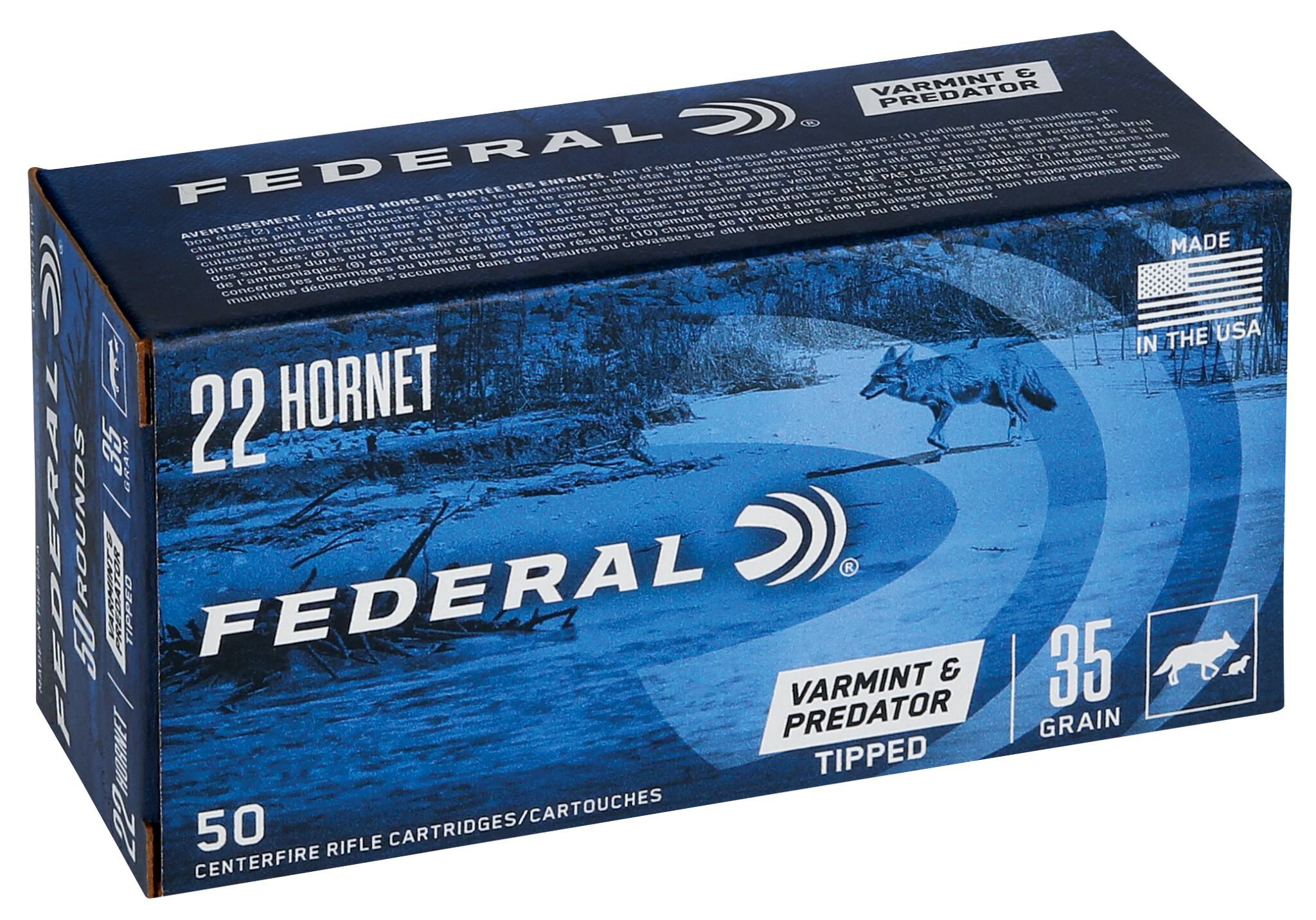 Federal 22 Hornet 35gr Tipped Varmint – Reliable .22 Hornet Varmint Ammo, 3000 fps, 50 Rounds 2 Federal 22 Hornet 35gr Tipped Varmint – Reliable .22 Hornet Varmint Ammo, 3000 fps, 50 Rounds - Image 2