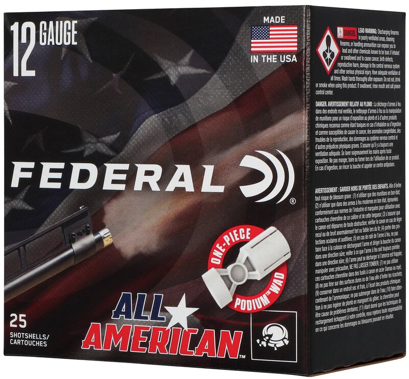 All American, 12 Gauge, 7.5 Shot, 2-3/4 in, 1 1/8 oz, 1145 fps