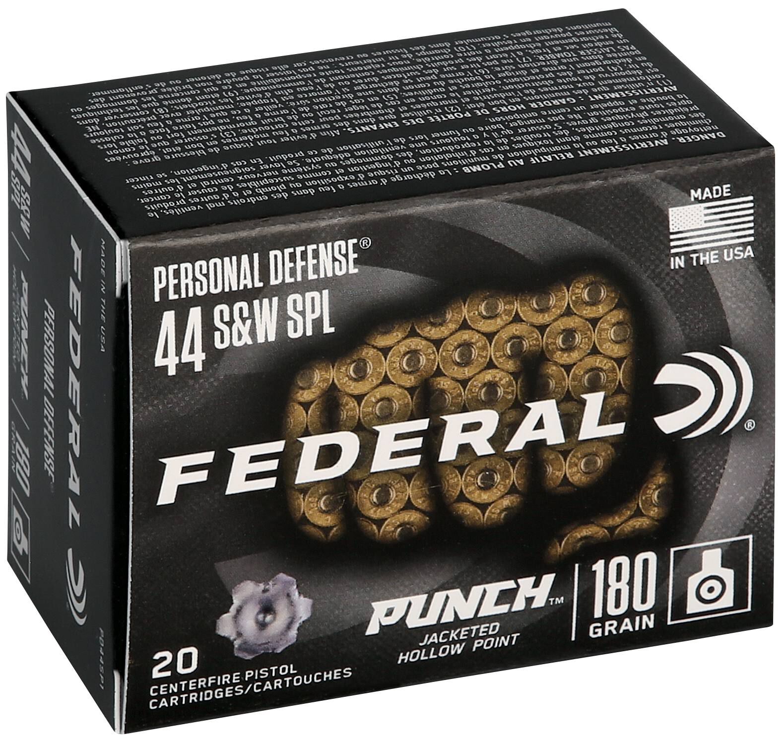 Federal 44 Special 180gr Punch JHP – Reliable .44 Special Defense Ammo, 815 fps, 20 Rounds - Image 2