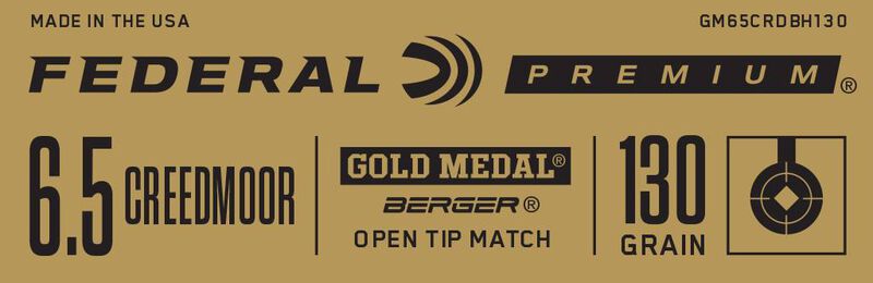 Gold Medal Berger, 6.5 Creedmoor, 130 Grain, Berger AR Hybrid OTM, 2875 fps