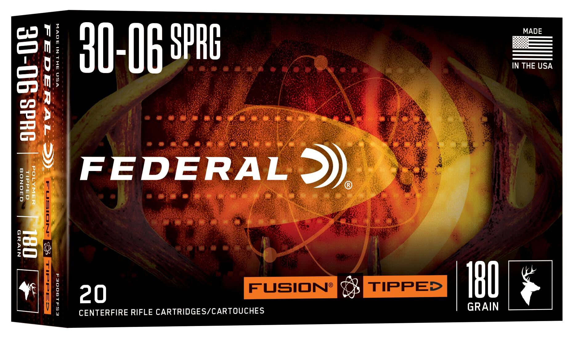 Federal 30-06 180gr Fusion Tipped – Powerful .30-06 Springfield Hunting Ammo, 2725 fps, 20 Rounds