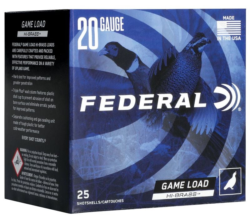 Game Load Upland Hi-Brass, 20 Gauge, 6 Shot, 3 in, 1 1/4 oz, 1300 fps