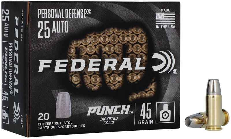 Personal Defense Punch, 25 Auto, 45 Grain, Solid, 825 fps