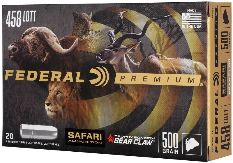 Safari Trophy Bonded Bear Claw, 458 Lott, 500 Grain, Trophy Bonded Bear Claw, 2300 fps