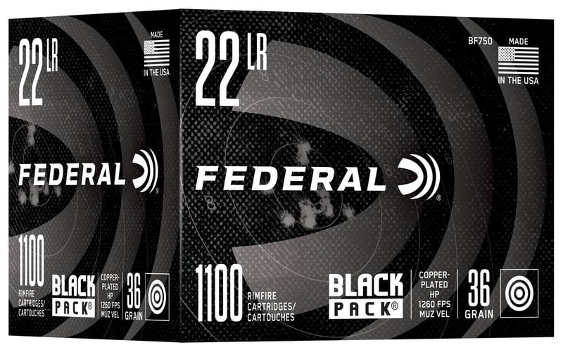 Black Pack Rimfire, 22 LR, 36 Grain, Copper Plated Hollow Point, 1260 fps