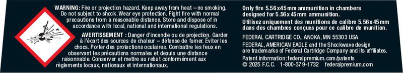 American Eagle Rifle, 5.56x45mm, 55 Grain, Full Metal Jacket Boat-Tail, 3165 fps