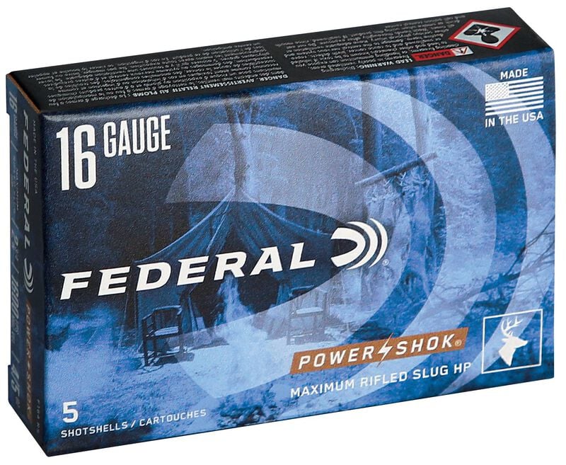 Power-Shok Rifled Slug, 16 Gauge, 350 Grain, 2-3/4 in, 1600 fps