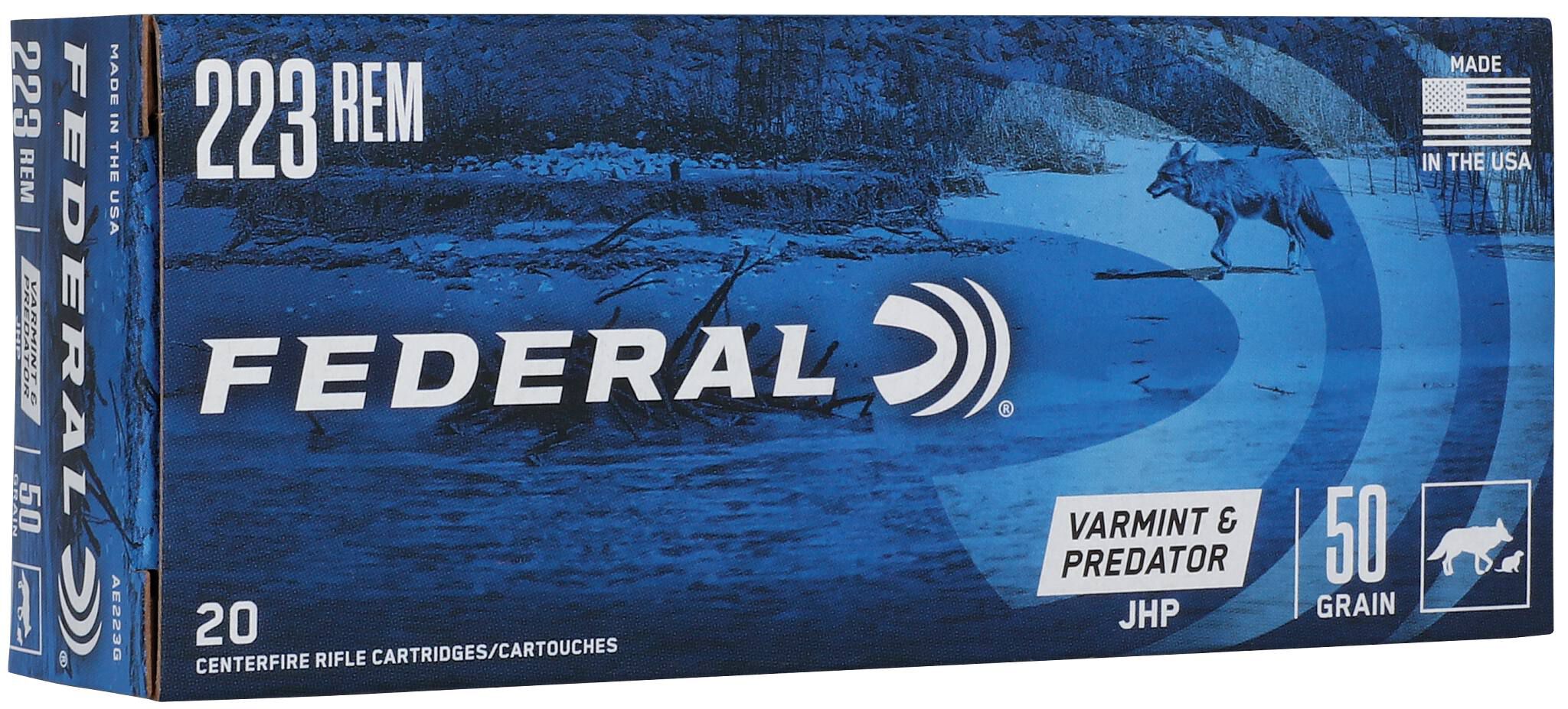 Federal 223 Rem 50gr JHP – Reliable .223 Remington Varmint Ammo, 3325 fps, 20 Rounds