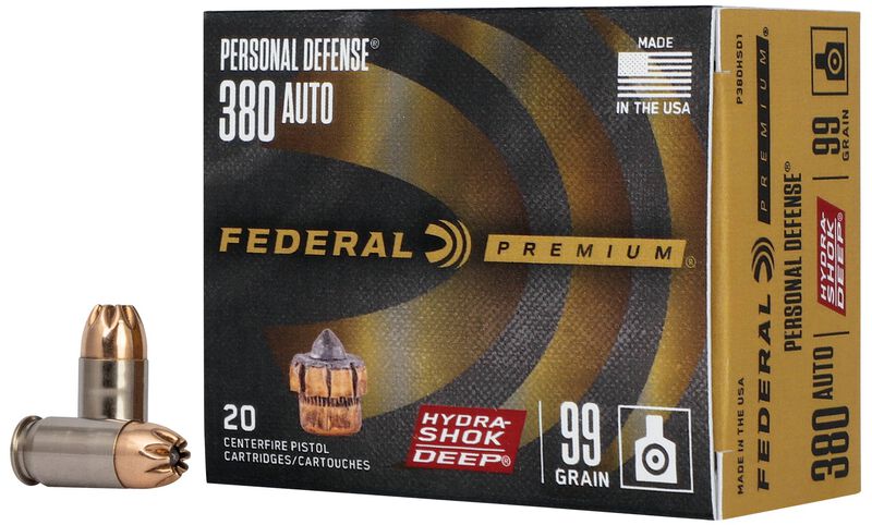 Personal Defense Hydra-Shok Deep, 380 Auto, 99 Grain, Hydra-Shok Deep Jacketed Hollow Point, 975 fps
