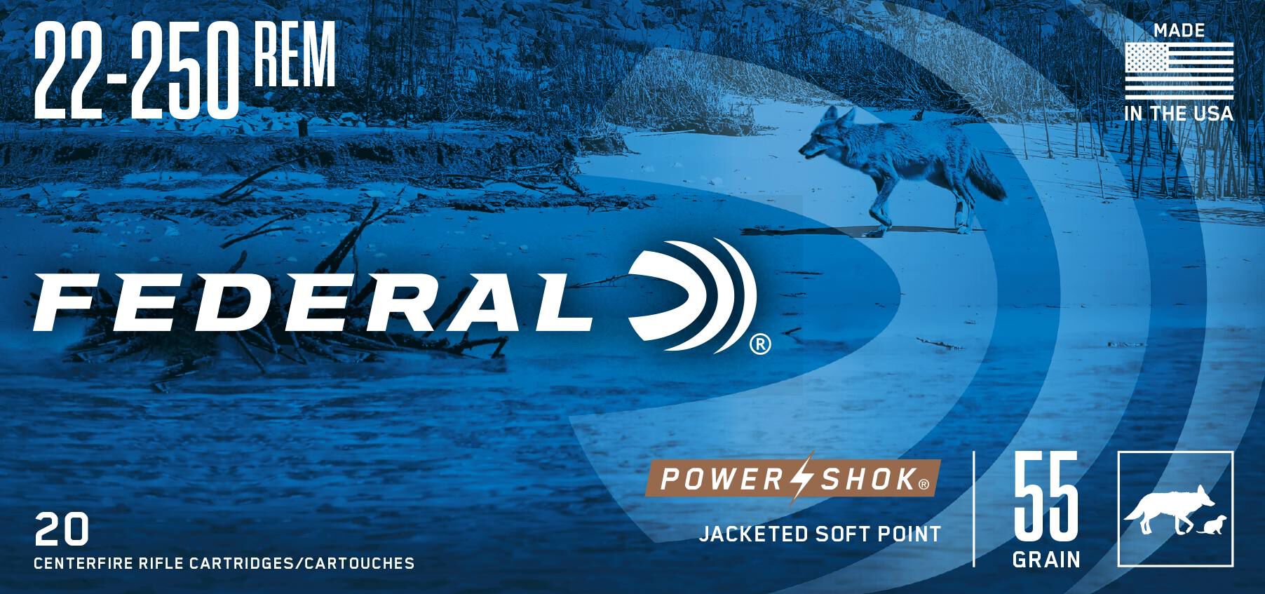 Federal 22-250 55gr JSP – Proven .22-250 Rem Varmint Ammo, 3650 fps, 20 Rounds 2 Federal 22-250 55gr JSP – Proven .22-250 Rem Varmint Ammo, 3650 fps, 20 Rounds - Image 2