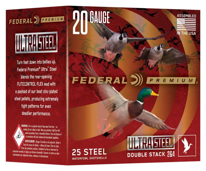 Ultra Steel, 20 Gauge, 2 and 4 Shot, 3 in, 1 oz, 1400 fps