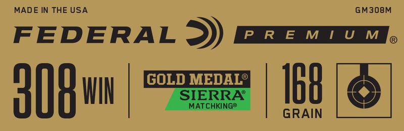 Gold Medal Sierra MatchKing, 308 Win, 168 Grain, Sierra Matchking Boat-Tail Hollow Point, 2650 fps