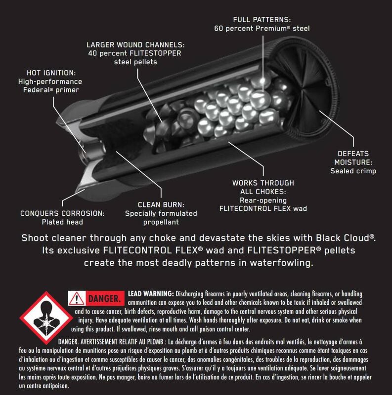 Black Cloud FS Steel, 12 Gauge, 4 Shot, 3 in, 1 1/4 oz, 1450 fps