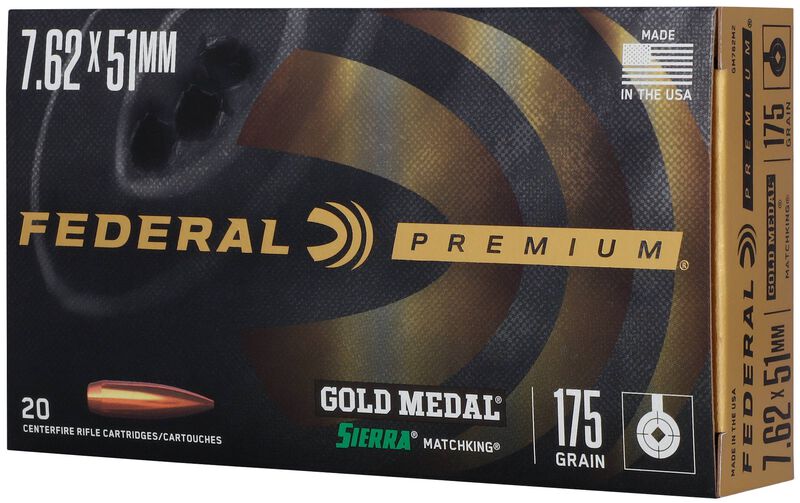 Gold Medal Sierra MatchKing, 7.62x51mm NATO, 175 Grain, Sierra Matchking Boat-Tail Hollow Point, 2600 fps