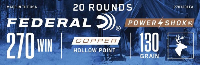 Power-Shok Copper Rifle, 270 Win, 130 Grain, Copper HP, 3060 fps