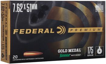 Gold Medal Sierra MatchKing, 7.62x51mm NATO, 175 Grain, Sierra Matchking Boat-Tail Hollow Point, 2600 fps