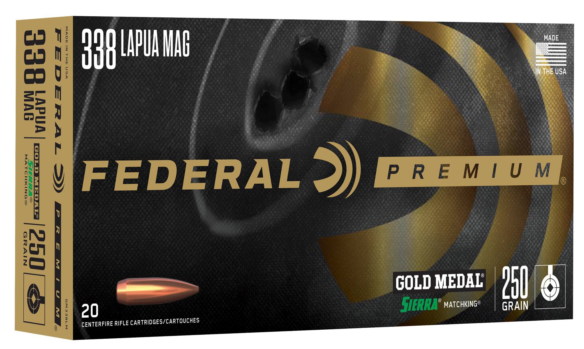 Federal 338 Lapua 250gr SMK BTHP – Proven .338 Lapua Magnum Match Ammo, 2950 fps, 20 Rounds
