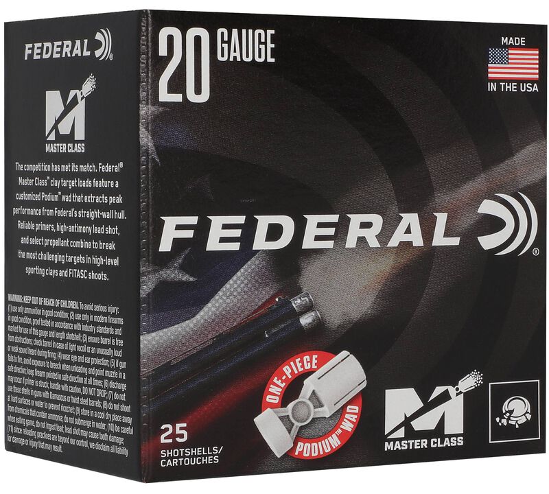 Master Class, 20 Gauge, 8 Shot, 2-3/4 in, 7/8 oz, 1250 fps 20 Gauge Ammo - 25 Shells of #8 Shot Ammunition ammunition