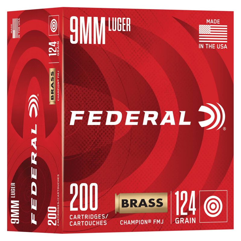 Champion Training, 9mm Luger, 124 Grain, Full Metal Jacket, 1090 fps