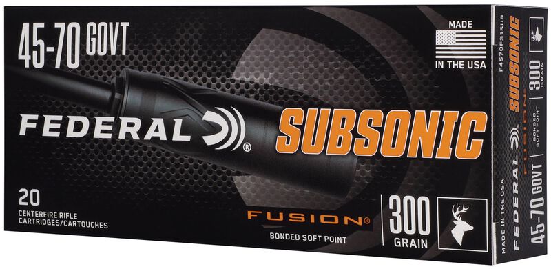 Federal Subsonic, 45-70 Government, 300 Grain, Fusion Soft Point, 1000 fps