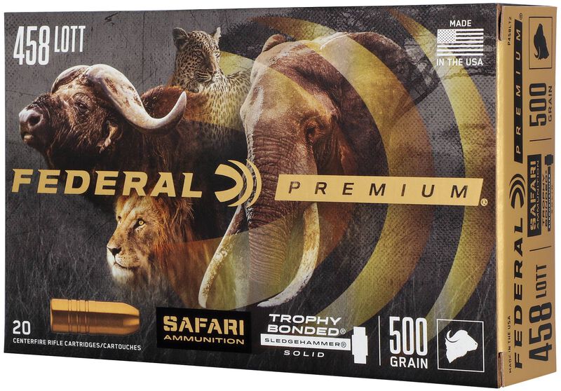 Safari Trophy Bonded Sledgehammer Solid, 458 Lott, 500 Grain, Trophy Bonded Sledgehammer Solid, 2300 fps
