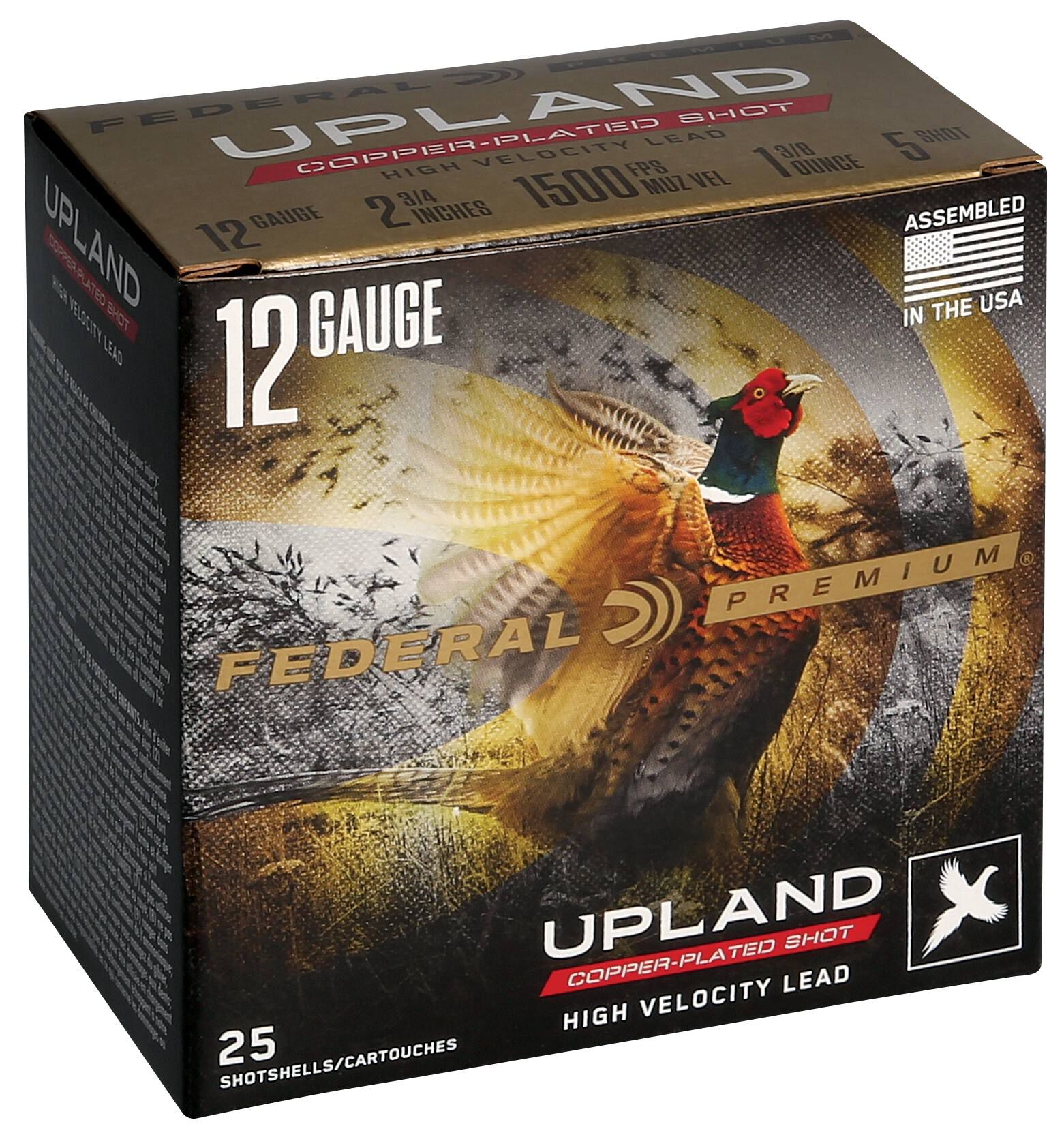 Federal Premium Upland HV 12ga P1385 2-3/4in 1-3/8oz #5 – Powerful Pheasant and Grouse Load, 25 Rounds 3 Federal Premium Upland HV 12ga P1385 2-3/4in 1-3/8oz #5 – Powerful Pheasant and Grouse Load, 25 Rounds - Image 3