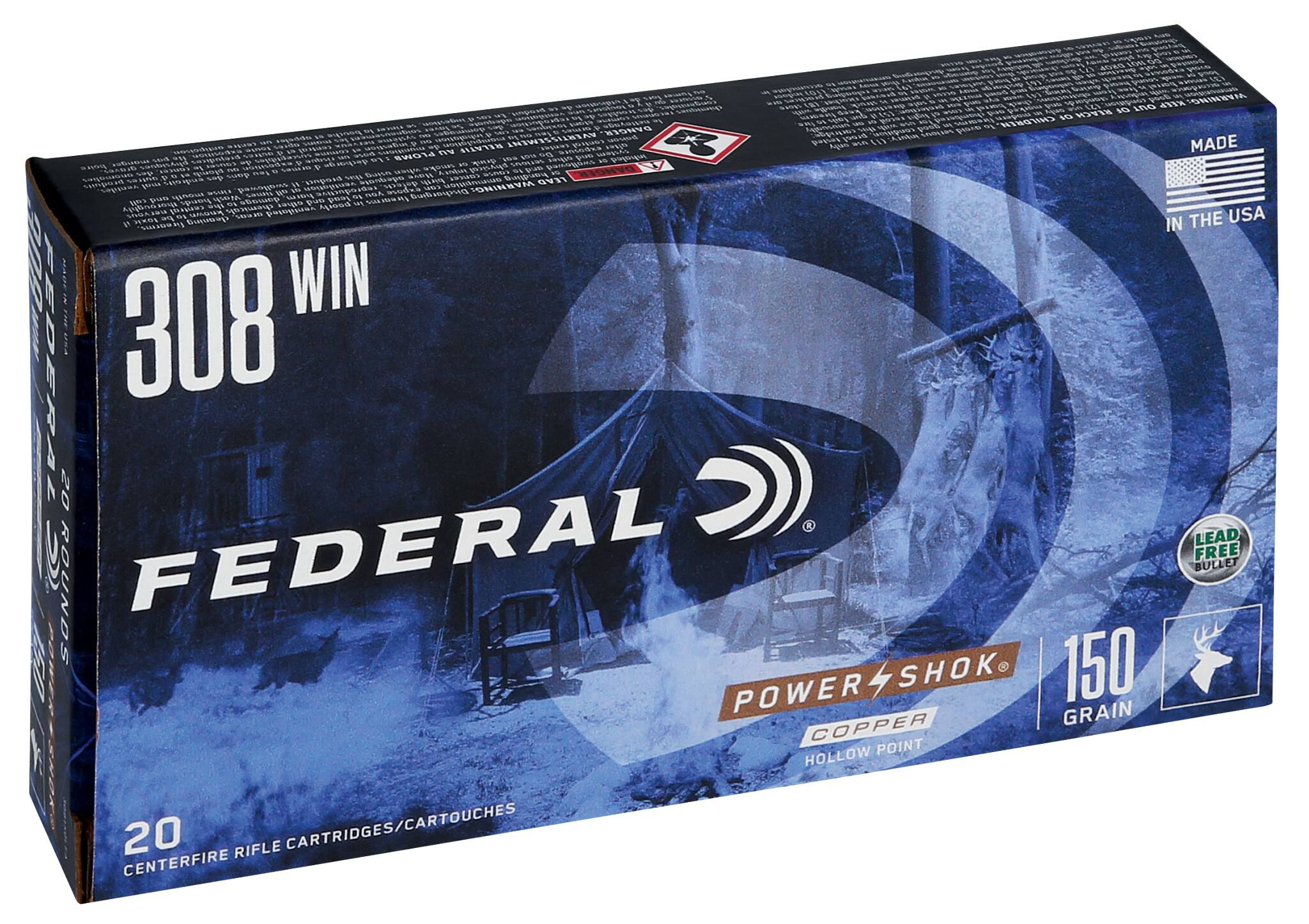Federal 308 Win 150gr Copper HP – Proven .308 Winchester Lead-Free Hunting Ammo, 2820 fps, 20 Rounds 3 Federal 308 Win 150gr Copper HP – Proven .308 Winchester Lead-Free Hunting Ammo, 2820 fps, 20 Rounds - Image 3