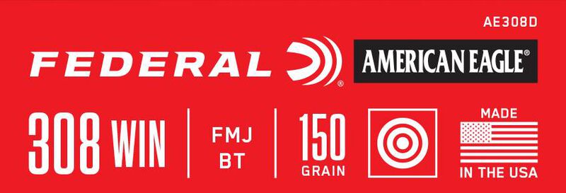 American Eagle Rifle, 308 Win, 150 Grain, Full Metal Jacket Boat-Tail, 2820 fps