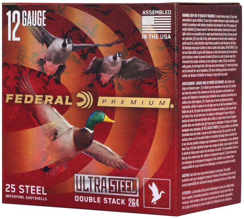 Ultra Steel, 12 Gauge, 2 and 4 Shot, 3 in, 1 1/4 oz, 1450 fps