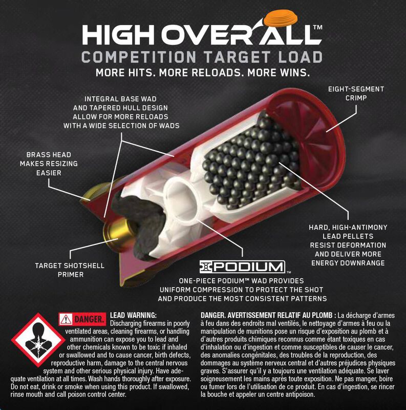 High Over All, 12 Gauge, 8 Shot, 2-3/4 in, 1 1/8 oz, 1200 fps