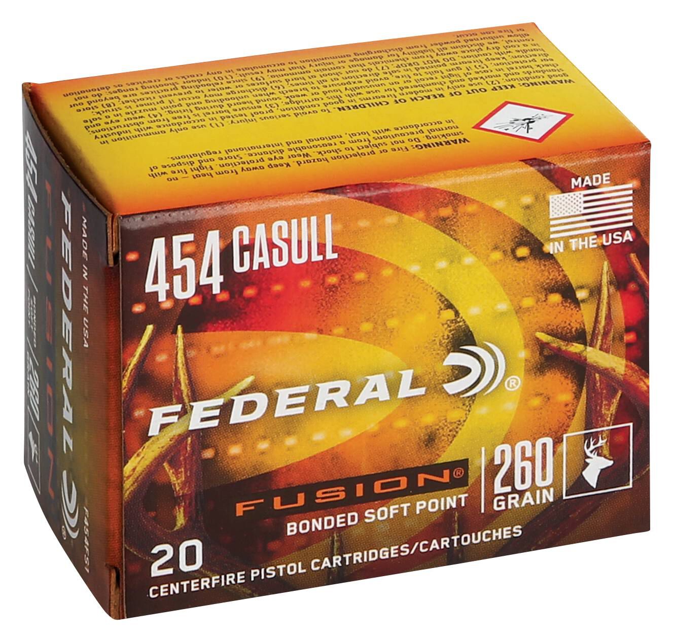 Federal 454 Casull 260gr Fusion – Powerful Bonded Handgun Hunting Ammo, 20 Rounds 3 Federal 454 Casull 260gr Fusion – Powerful Bonded Handgun Hunting Ammo, 20 Rounds - Image 3