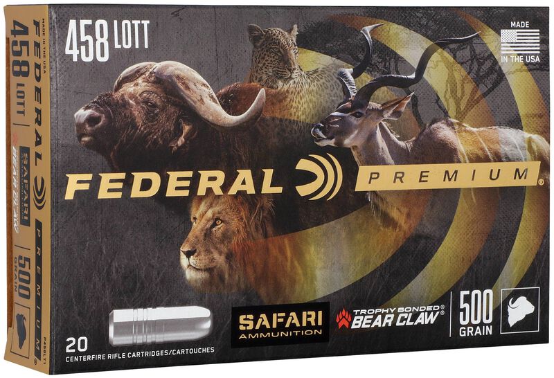 Safari Trophy Bonded Bear Claw, 458 Lott, 500 Grain, Trophy Bonded Bear Claw, 2300 fps