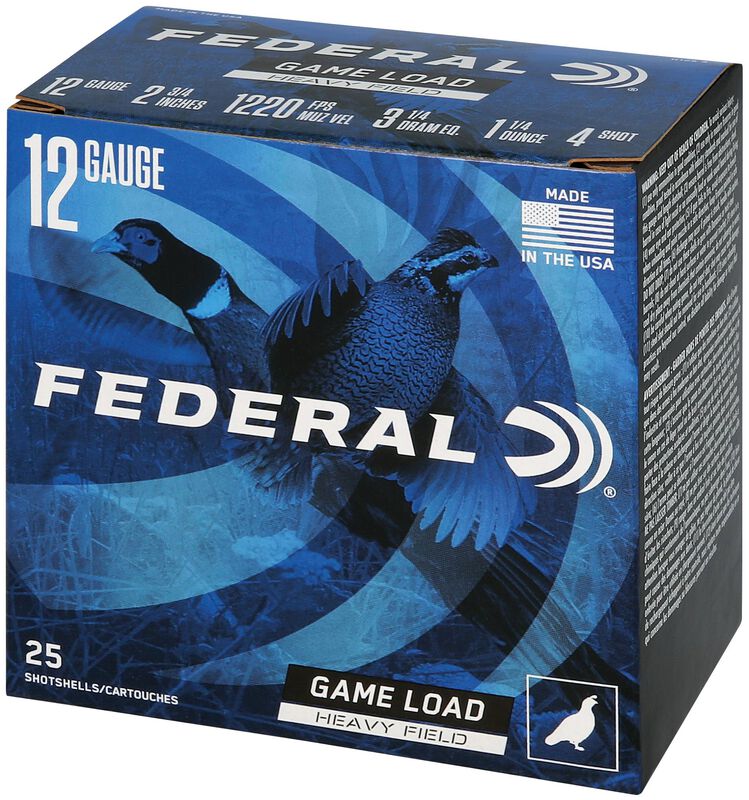 Game Load Upland Heavy Field, 12 Gauge, 4 Shot, 2-3/4 in, 1 1/4 oz, 1220 fps
