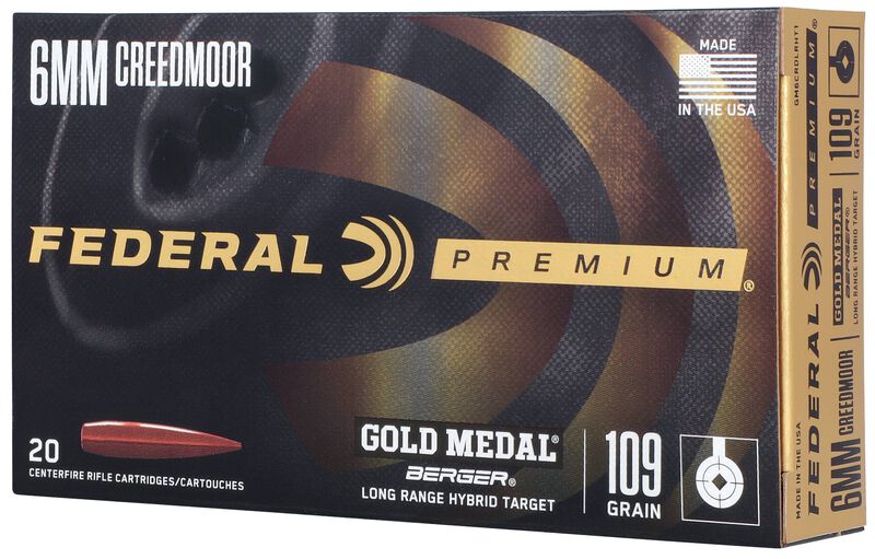 Gold Medal Berger, 6mm Creedmoor, 109 Grain, Berger Hybrid, 2900 fps