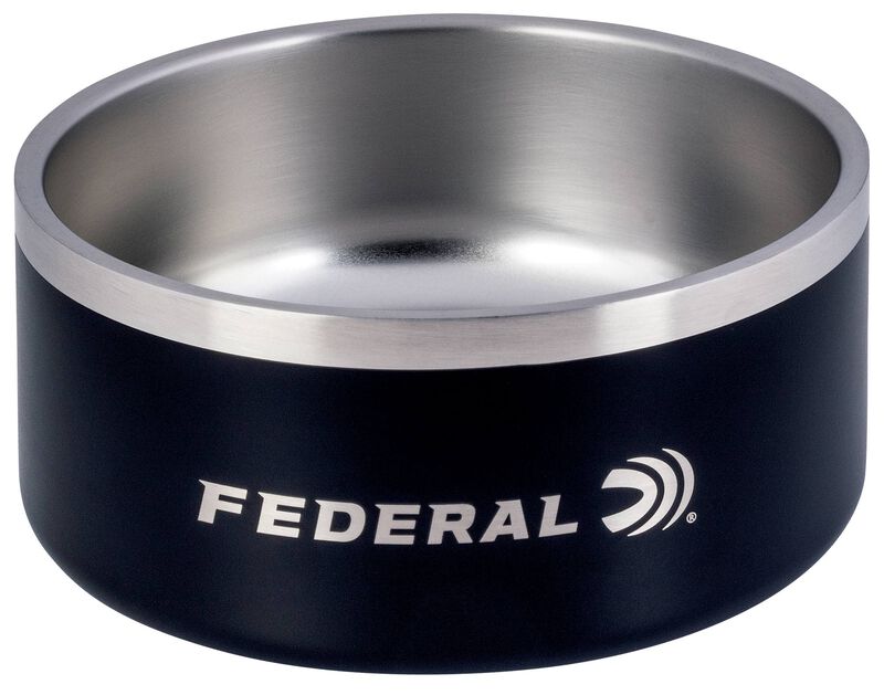 Federal Dog Bowl, Black, Stainless Steel
