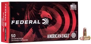 American Eagle Handgun, 25 Auto, 50 Grain, Full Metal Jacket, 760 fps