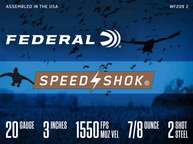 Speed-Shok, 20 Gauge, 2 Shot, 3 in, 7/8 oz, 1550 fps